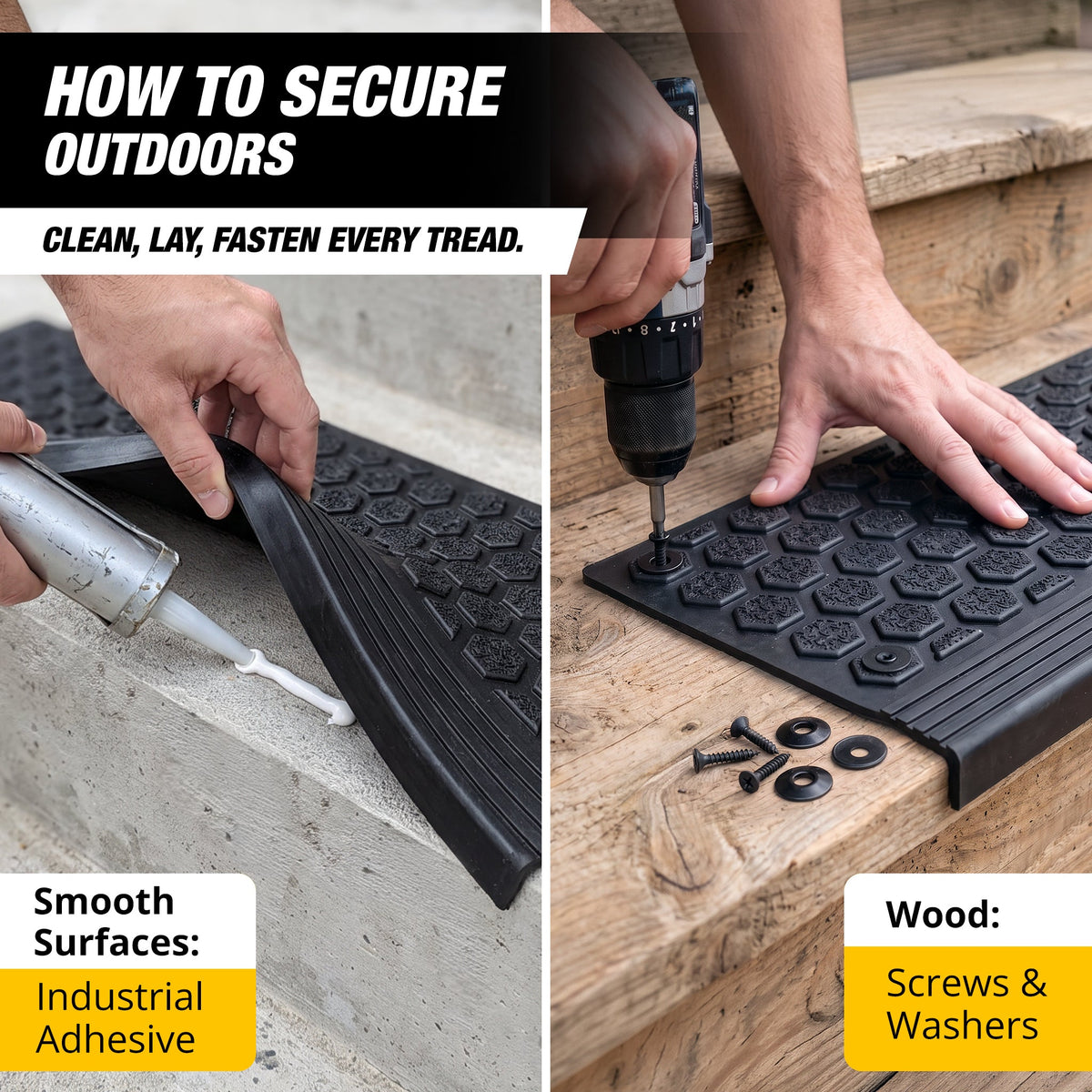 Thunder Grip Heavy-Duty Rubber Stair Treads for Outdoor